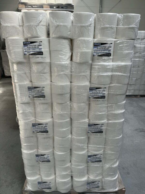 Papier toaletowy jumbo 100 metrow opakowanie 12 rolek paleta